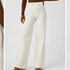 NWT Spanx Seamed Front Wide Leg Jeans in Ecru